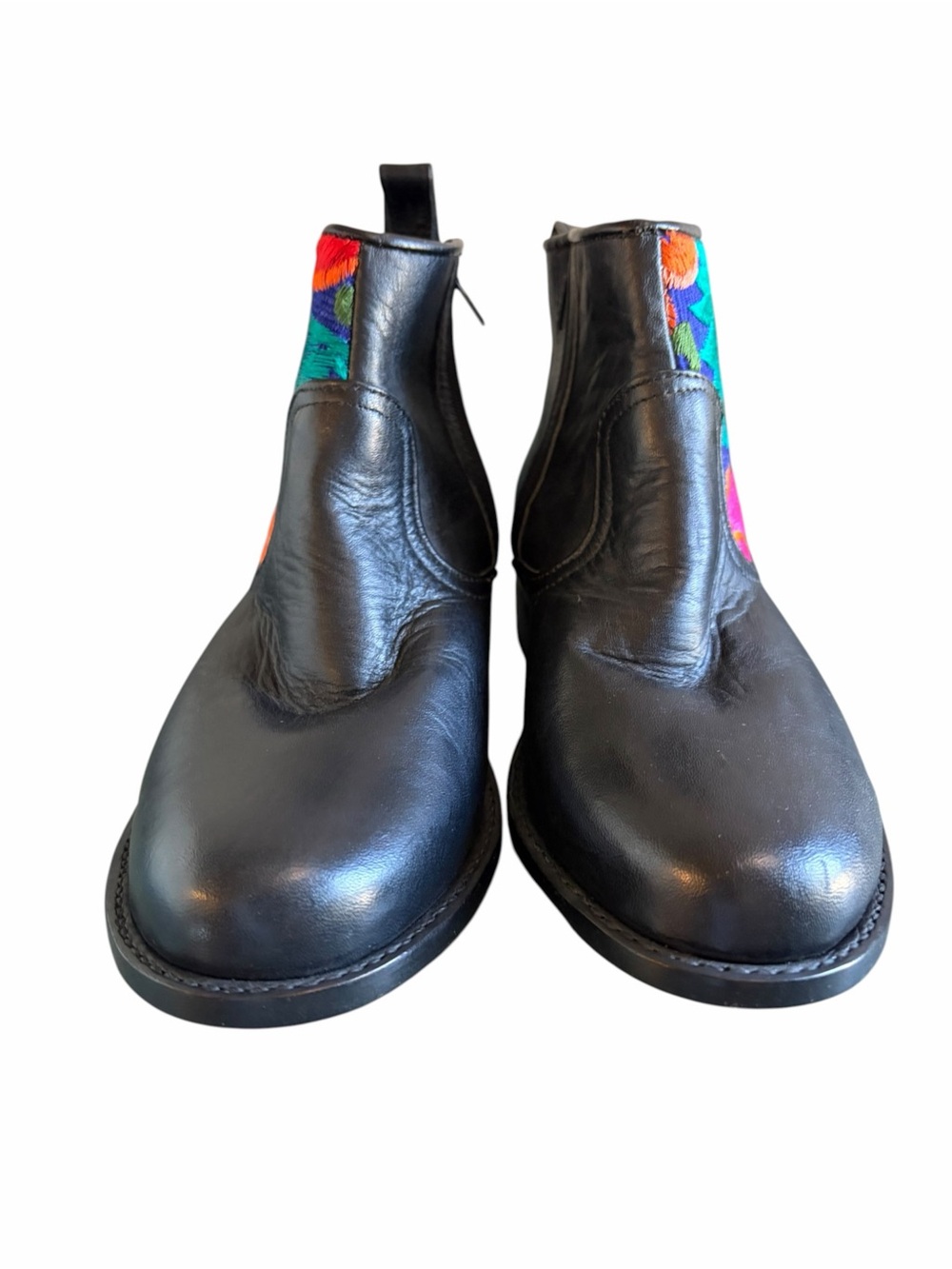 Handmade leather Guatemala Teysha Floral Embroidered Ankle Boots 38 - Picture 4 of 11